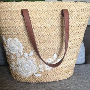 Abercrombie & Fitch Brown and Cream Floral Tote Bag